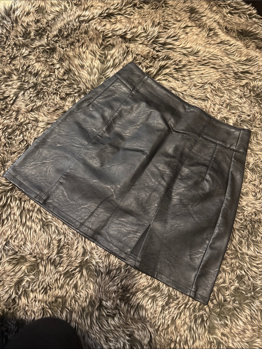 Topshop Black Faux Leather Paneled Mini Skirt